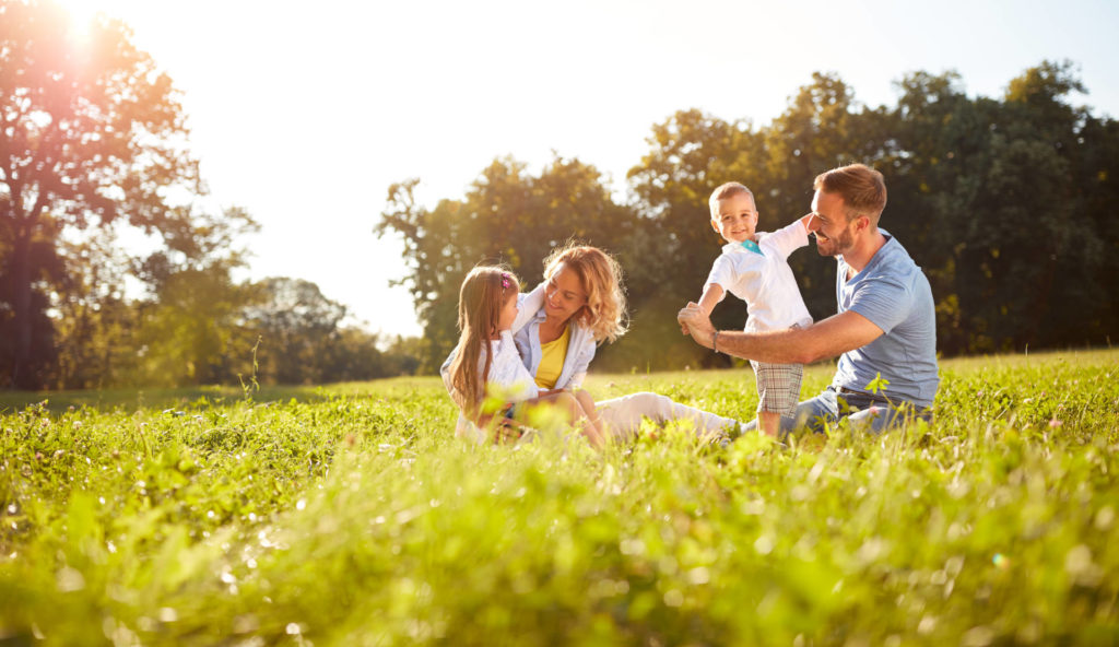 Family playing in the Phoenix Park